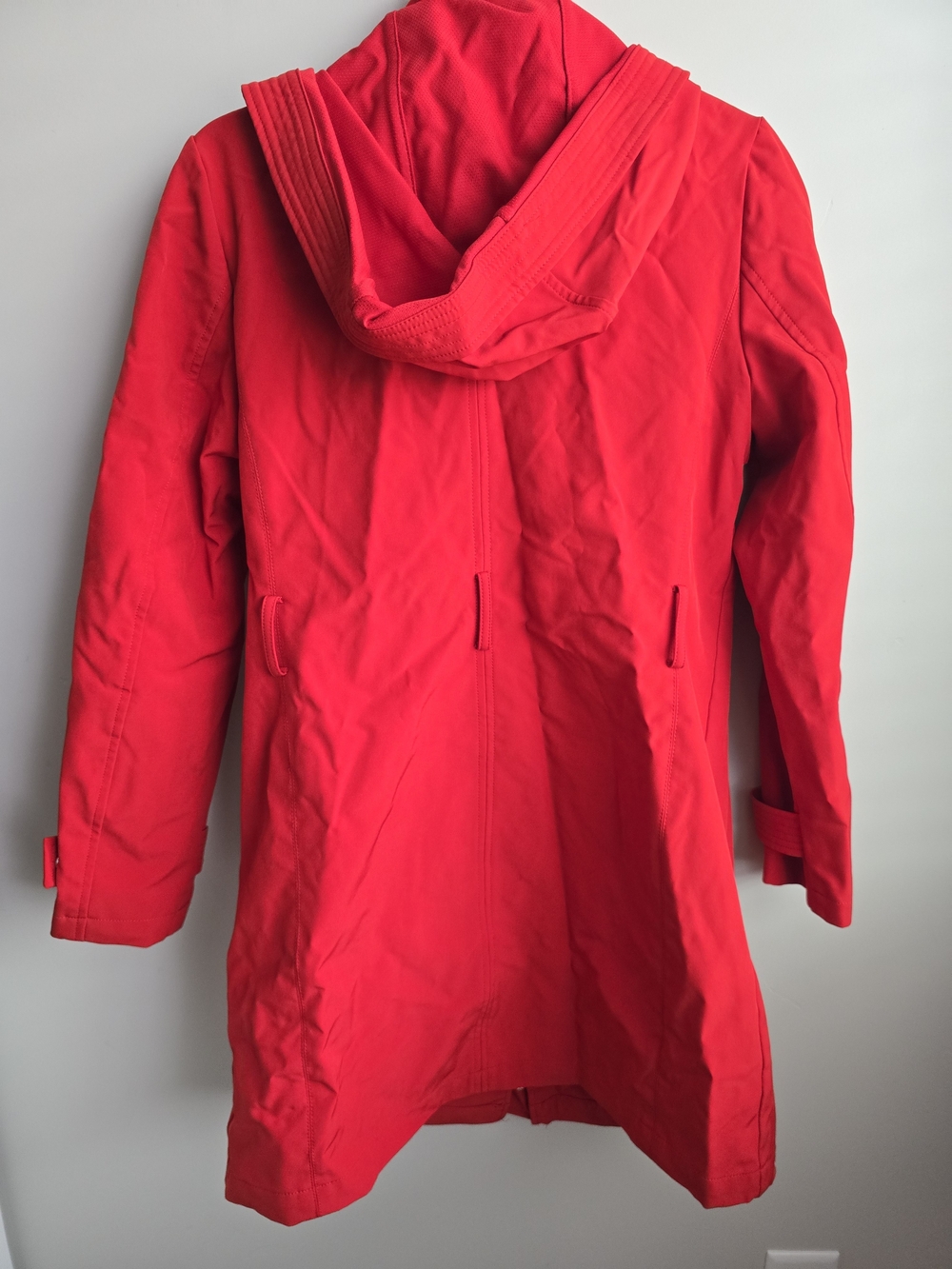 DKNY Red Trench Coat with Self-Tie Belt - Picture 11 of 14